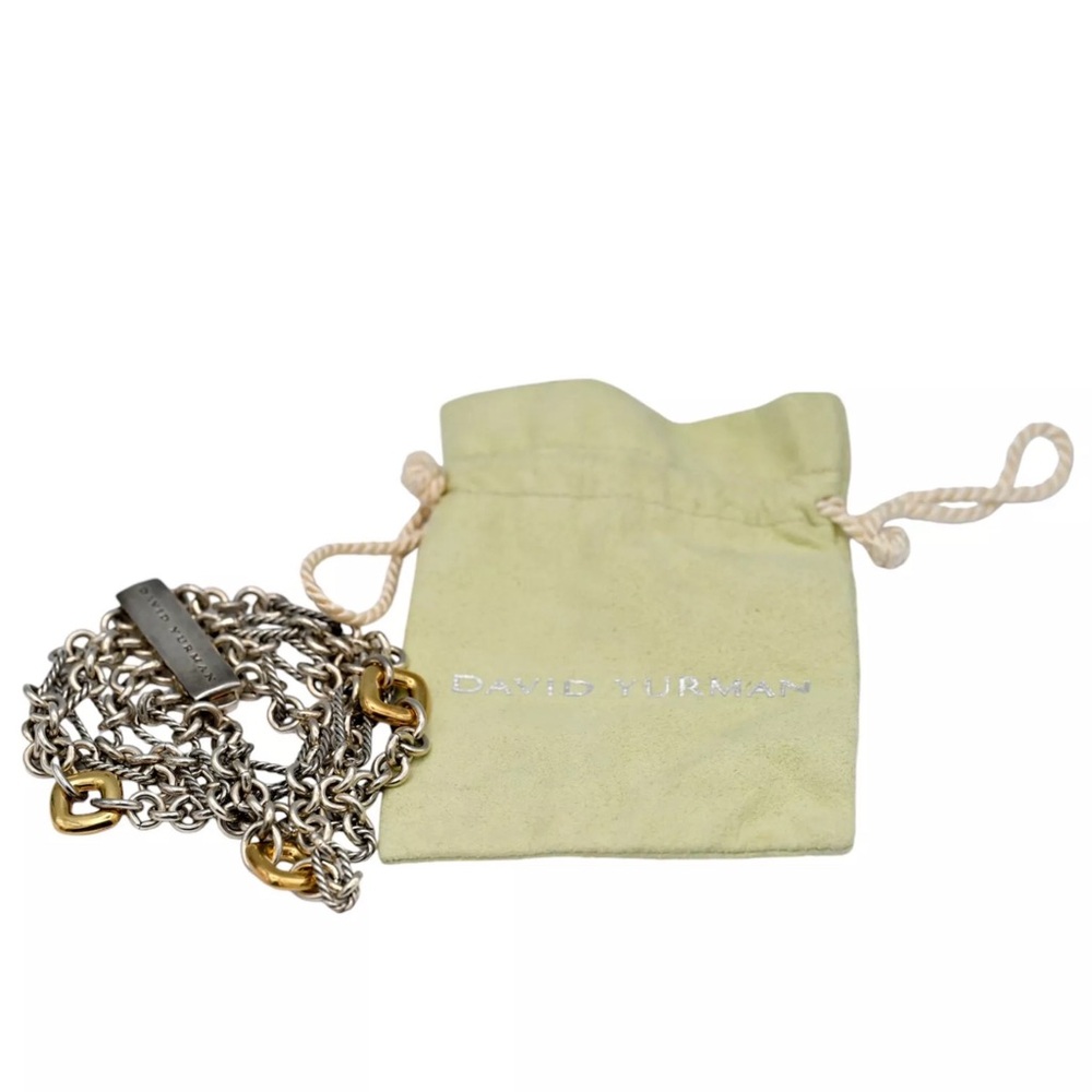HEAVY Vintage David Yurman Figaro multi-chain 4-row bracelet 18K Gold Silver - Picture 4 of 8